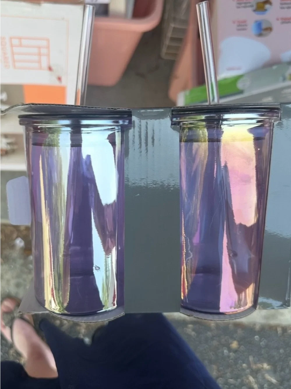 NWT!! Large Iridescent Acrylic Glasses (2)